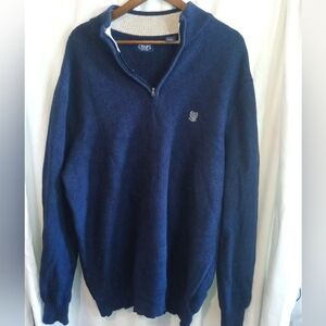 Chaps 2XLT Men's Newport Navy Half-Zip Sweater 100% Cotton Preppy Academia Work